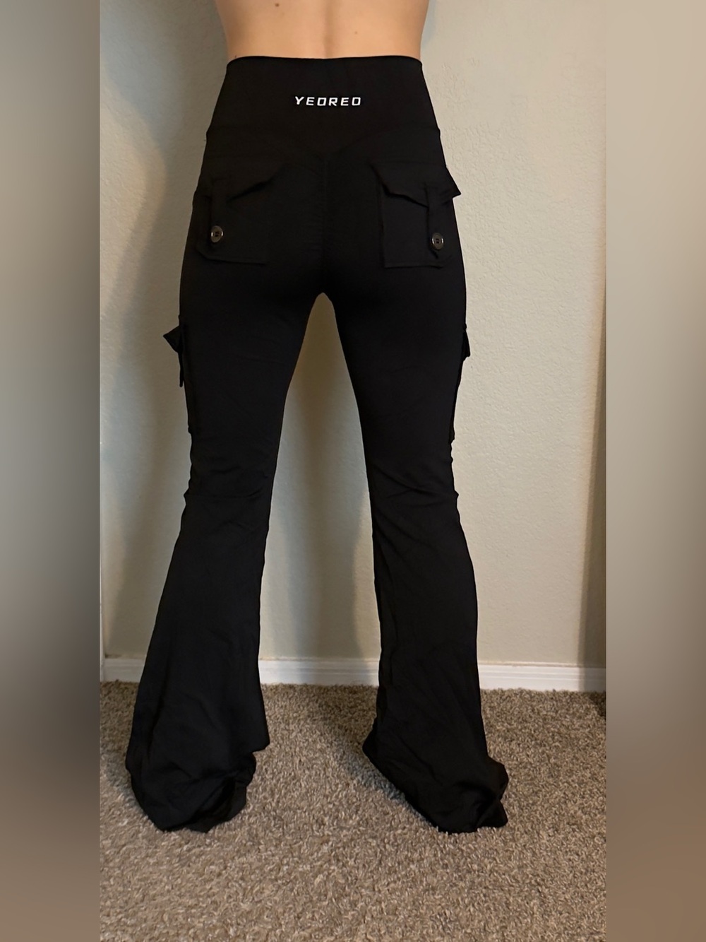 Black Women's Flare Cargo Pants